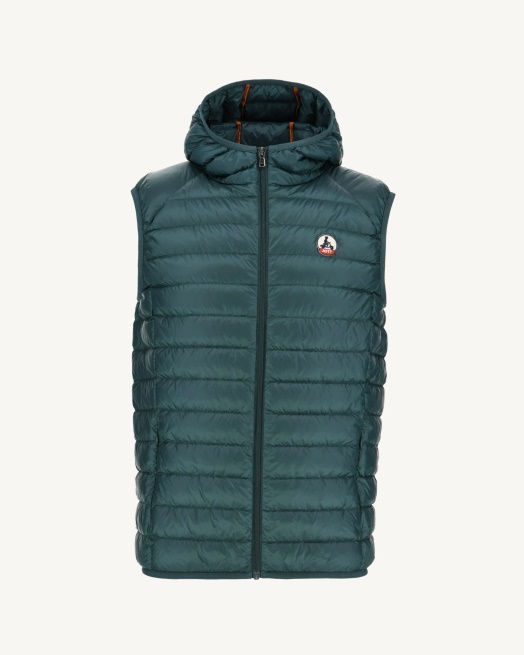 Jott Donkergroen Mouwloos Donsjack Met Capuchon Pat