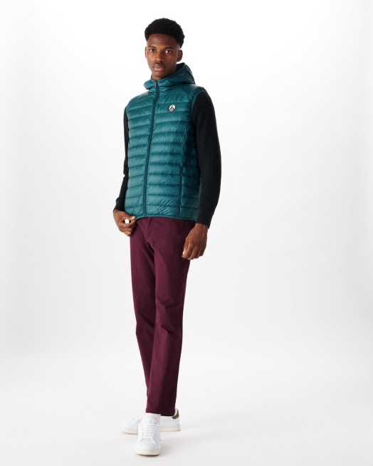 Jott Donkergroen Mouwloos Donsjack Met Capuchon Pat