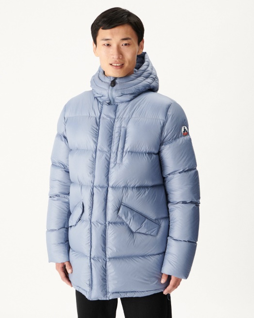 Jott Gewassen Blauw Warm Donsjack Met Capuchon Dakhla