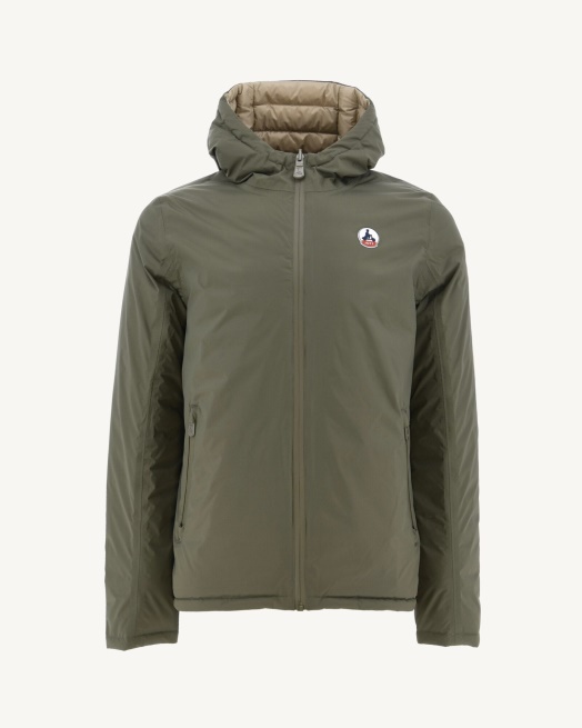 Jott Leger/beige Omkeerbaar Pufferjack Met Capuchon Bergen