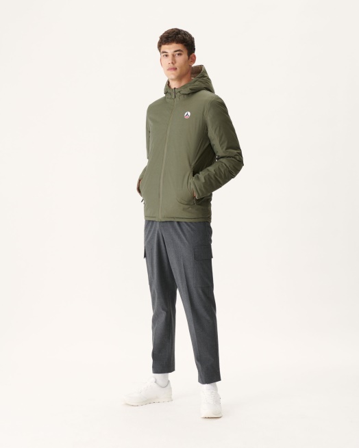 Jott Leger/beige Omkeerbaar Pufferjack Met Capuchon Bergen