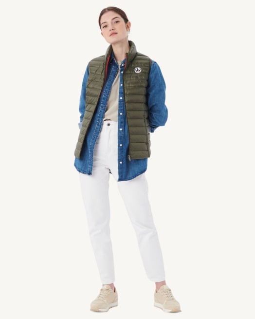 Jott Licht Mouwloos Donsjack Leger Seda