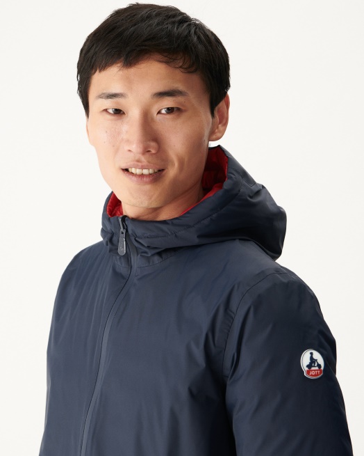 Jott Marineblauw/rood Omkeerbaar Licht Pufferjack Amsterdam