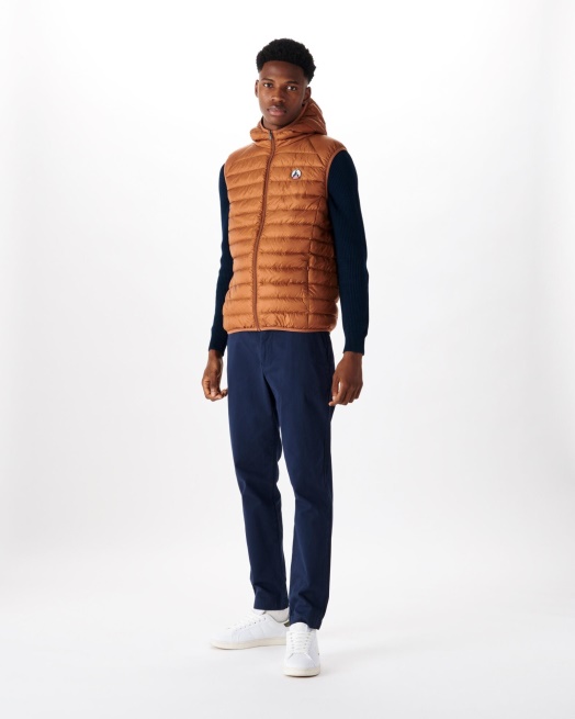 Jott Mouwloos Donsjack Met Capuchon Caramel Pat