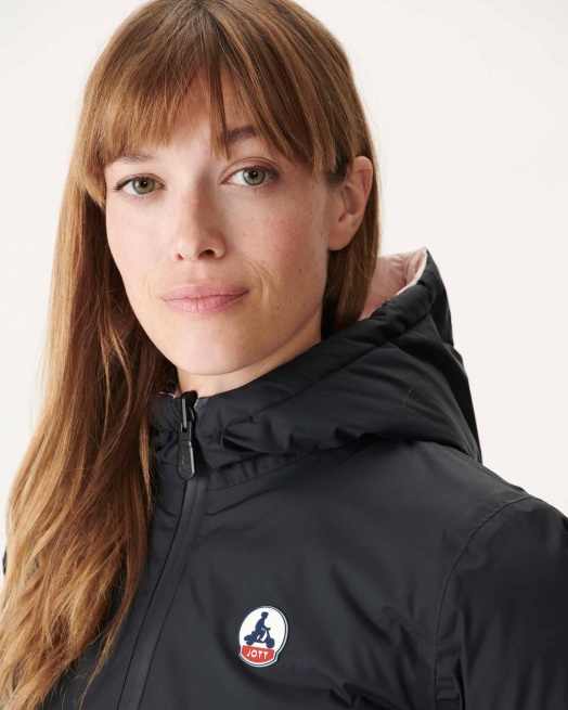 Jott Omkeerbaar Donsjack Zwart/lichtroze Vienne