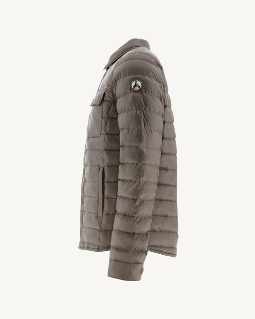 Jott Taupe Cris Lichtgewicht Pufferjack Met Overhemdkraag