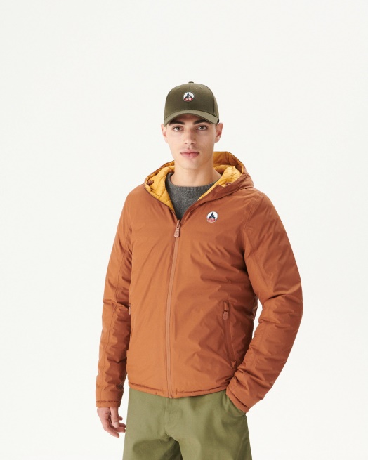 Karamel/moutarde Omkeerbaar Gewatteerd Jack Met Capuchon Bergen Jott