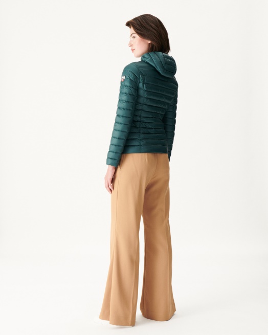 Lichtgewicht Donsjack Met Capuchon Vert Fonce Cloe Jott