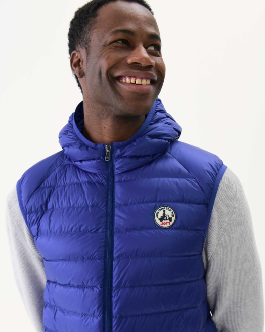 Mouwloos Donsjack Met Capuchon Dark Denim Pat Jott