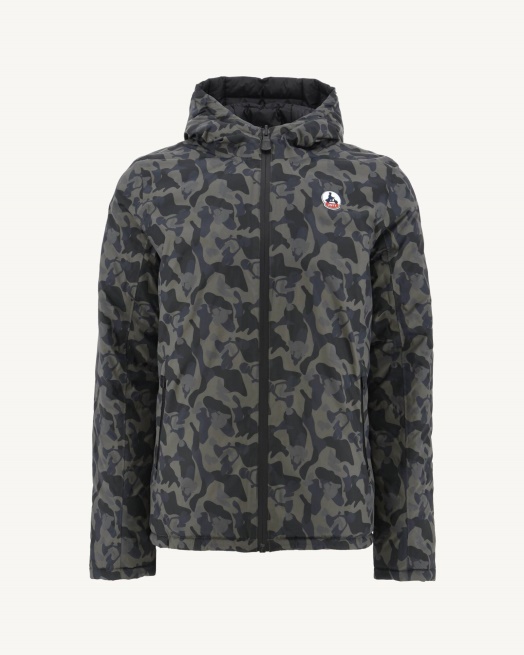Jott Print Militaire/noir Omkeerbare Pufferjack Met Capuchon Bergen