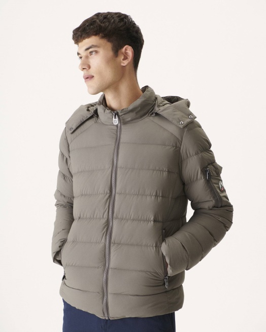 Taupe Extreem Koud Donsjack Met Capuchon Adrien Jott